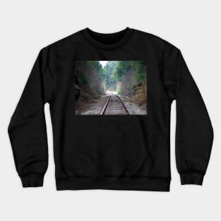 Perspective Cool Train Track Photography Mountain Side Railroad Art Crewneck Sweatshirt